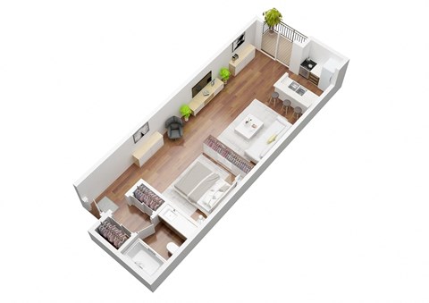 Floor plan for studio, 1 bath, 500 sqft